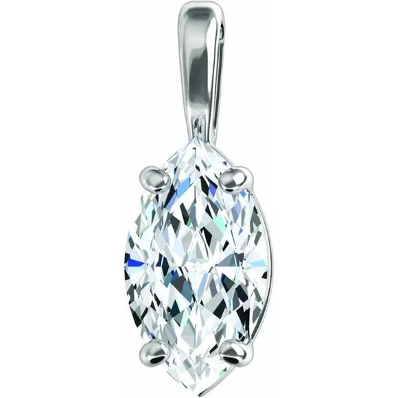 Marquise Diamond Pendant 14K White 1.02 Ct D Si2 Igi C48200074 - Picture 3 of 6